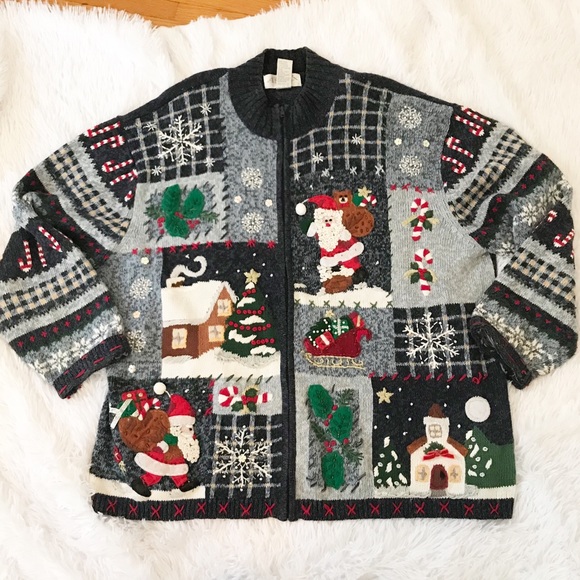 zip up christmas sweater